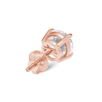 White Cubic Zirconia 14k Rose Gold Studs With Velvet Gift Box 4ctw