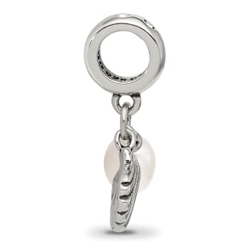 Sterling Silver Shell and Freshwater Pearl Dangle Bead