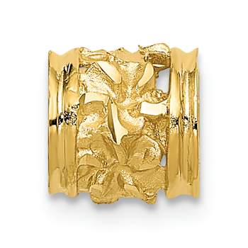 14k Yellow Gold Diamond-Cut Mini Plumeria Barrel Chain Slide Pendant