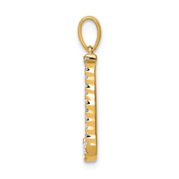 14K Yellow Gold Diamond Letter J Initial Pendant