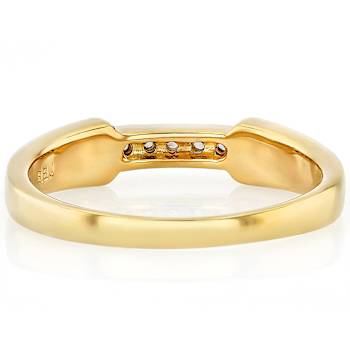 Red Sponge Coral Inlay And White Zircon Band Ring In 18K Gold Over
Sterling Silver 0.06ctw