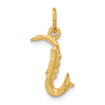 14k Yellow Gold Textured 3D Saxophone Pendant