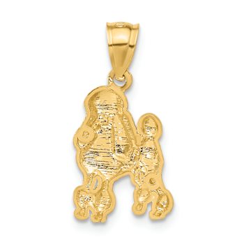 14k Yellow Gold Brushed and Diamond-Cut Poodle Pendant