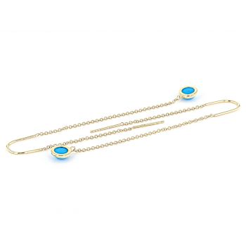 Turquoise Threader Earrings In 10K Yellow Gold 5mm