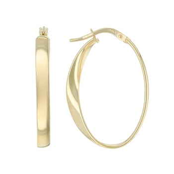 Medium Ribbon Hoop Earrings In 14K Gold