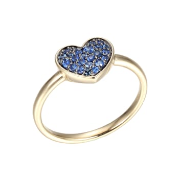 Blue Sapphire 10k Yellow Gold Heart Ring 0.26ctw