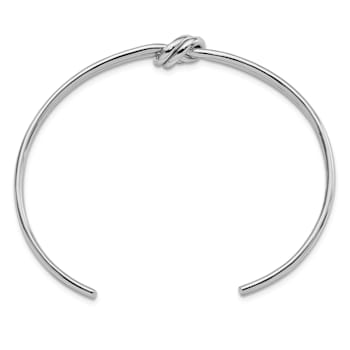 Rhodium Over Sterling Silver Polished Knot Cuff Bracelet