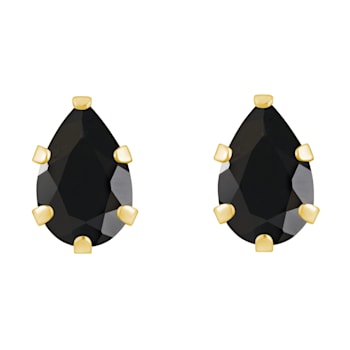 6x4mm Pear Shape Black Onyx 10k Yellow Gold Stud Earrings