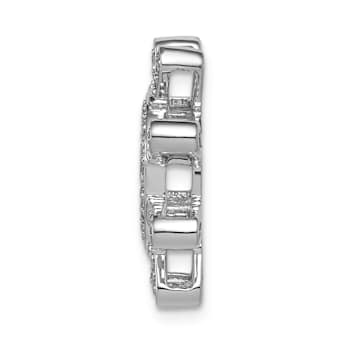 Rhodium Over 14k White Gold Diamond Ship Wheel Pendant