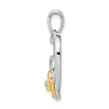 14k Two-tone Gold Diamond Triple Heart Pendant
