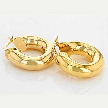 Tube Hoop Earrings In 18K Gold Over Bronze