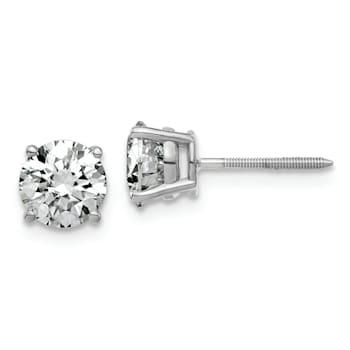 Rhodium Over 14K White Gold 1.75ct. 6.0mm Round G H I True Light
Moissanite Screwback Earrings