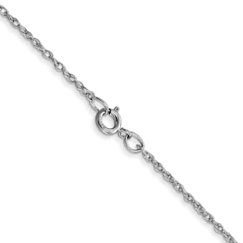 Rhodium Over 14k White Gold 0.95mm Solid Cable 16 Inch Chain