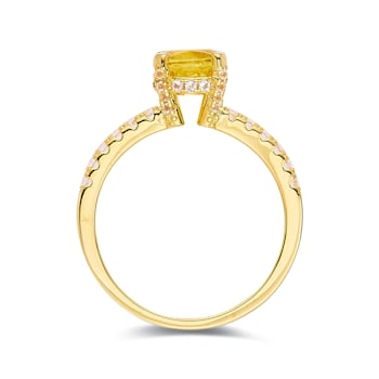 Round Lab Created Yellow Sapphire with White Topaz Accents 18K Yellow
Gold Over Sterling Silver Ring