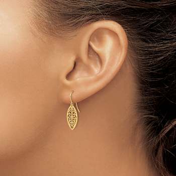 14k Yellow Gold Polished Flower Dangle Earrings