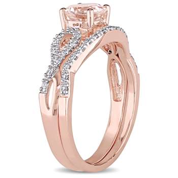 Morganite and Diamond 10K Rose Gold Ring 0.99ctw
