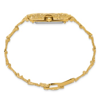 14k Yellow Gold Ladies Rectangular Black 15x31mm Dial Solid Nugget Watch