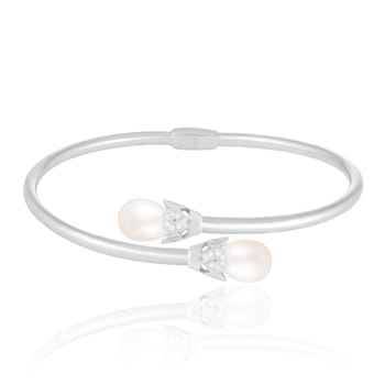 8.5-9mm White Cultured Freshwater Pearl Silver  Bracelet