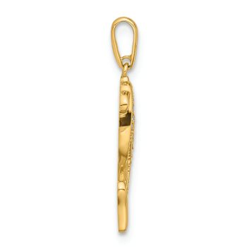 14k Yellow Gold Polished Cubic Zirconia Two Dolphins Pendant