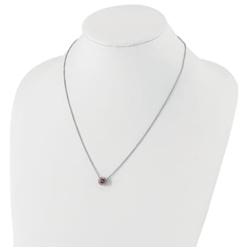 Sterling Silver Antiqued with 14K Accent Amethyst Slide Necklace