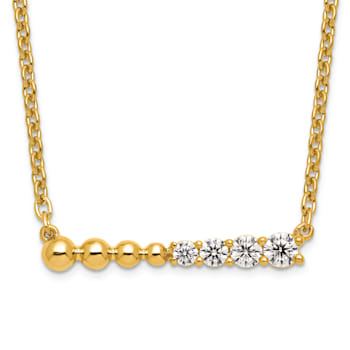 14K Yellow Gold Lab Grown Diamond SI1/SI2, G H I, Beaded Bar 18 Inch
Necklace 0.25ctw