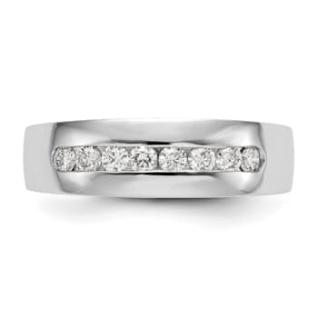 Rhodium Over 14K White Gold Lab Grown Diamond Men's Band