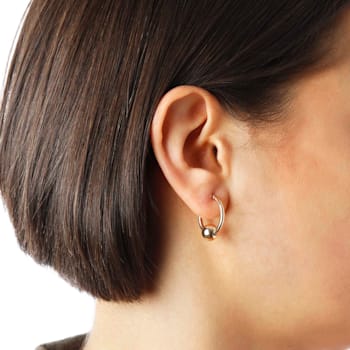 14K Yellow Gold Beaded 3/4" Hoop Earrings