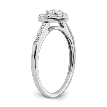 Rhodium Over 10K White Gold Lab Grown Diamond Cluster Heart Engagement
Ring 0.266ctw