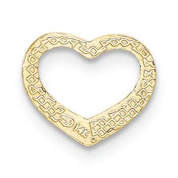14k Yellow Gold Polished Mini Floating Heart Chain Slide Pendant