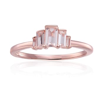 White Topaz 14K Rose Gold Over Sterling Silver 5-Stone Ring