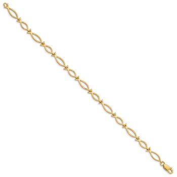 14k Yellow Gold Religious Ichthus (Fish) Link Bracelet