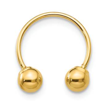 14k Yellow Gold Single Beaded 1/2" Half Hoop Earring