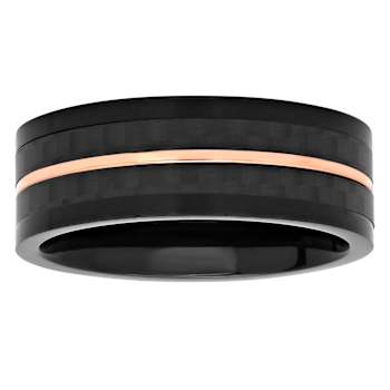 Robert Alton Men's Rose Ion Plated 8mm Band Ring In Stainless Steel