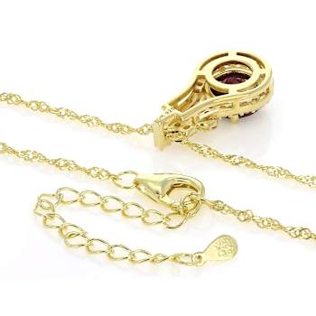 Grape Color Garnet And White Zircon Pendant Necklace In 18K Gold Over
Sterling Silver 2.44ctw