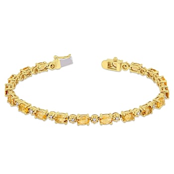 Citrine and Diamond Accent 18k Yellow Gold Over Sterling Silver Tennis
Bracelet 8.10ctw