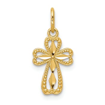 14k Yellow Gold Diamond-Cut and Polished Small Cross Pendant