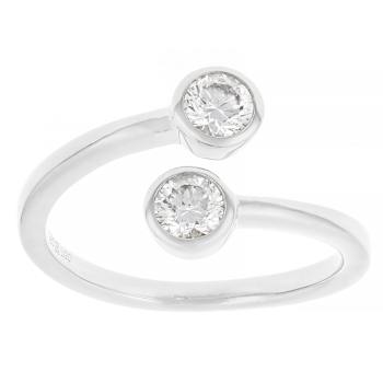 Contemporary Lab-Grown Diamond Two-Stone Bypass Ring In Sterling Silver