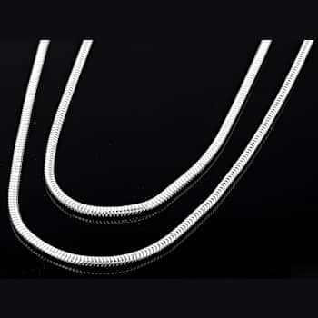Snake Chain Necklace Set Of 2 In Sterling Silver 18 And 20 Inch