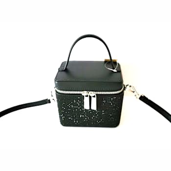 Michael Kors Sandrine Small Box Crossbody Trunk Black Rhinestone Handbag