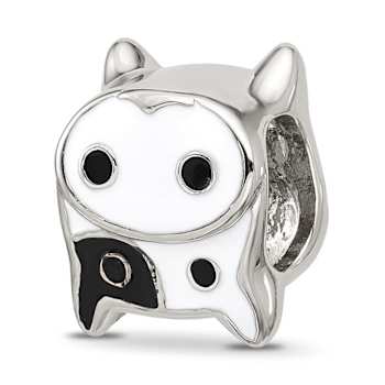 Sterling Silver Enamel Cow Face Bead