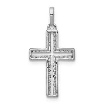 Rhodium Over 14k White Gold Diamond Cross Pendant
