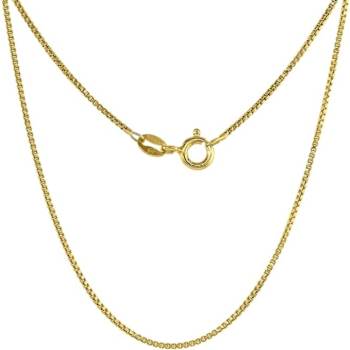 18K Gold Plated Sterling Silver 1MM Box Chain Necklace -22"