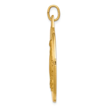 14K Yellow Gold Satin and Textured Miraculous Medal Pendant