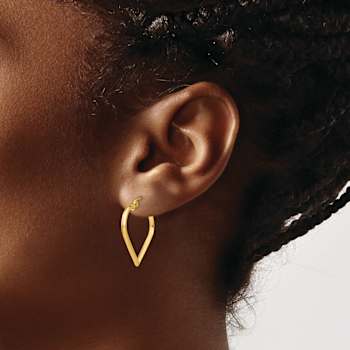 14k Yellow Gold Polished 7/8" Heart Hoop Earrings