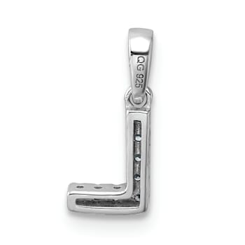 14K White Gold Diamond Letter L Initial with Bail Pendant