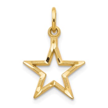 10k Yellow Gold Diamond-Cut Flat Back Star Charm