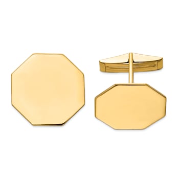14K Yellow Gold Men's Octagonal Cuff Links
