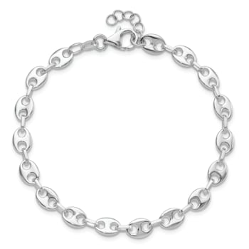 Rhodium Over Sterling Silver 7.25-inch with 0.5-inch Extension Fancy
Link Bracelet