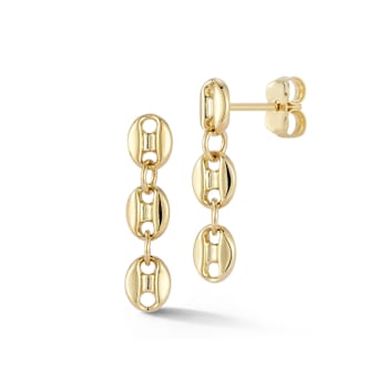 Bellissima Gold 14K Yellow Gold Dainty Triple Mariner Dangle Earrings