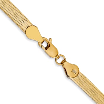 14K Yellow Gold 4mm Silky Herringbone Chain Bracelet